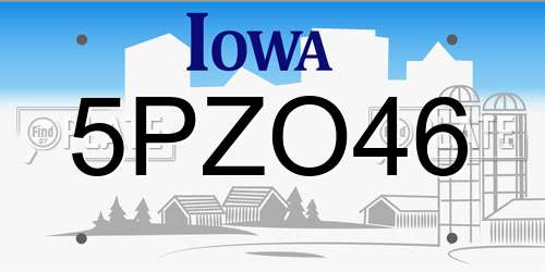 5PZO46 Iowa License Plate