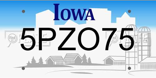 5PZO75 Iowa License Plate
