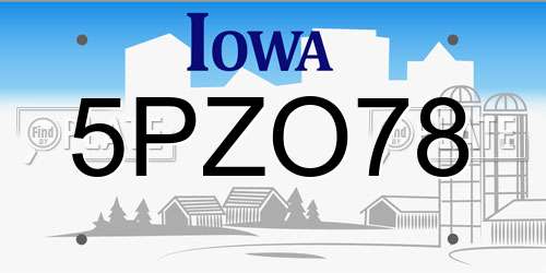 5PZO78 Iowa License Plate