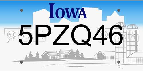 5PZQ46 Iowa License Plate