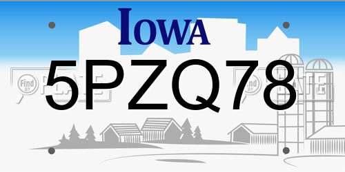 5PZQ78 Iowa License Plate