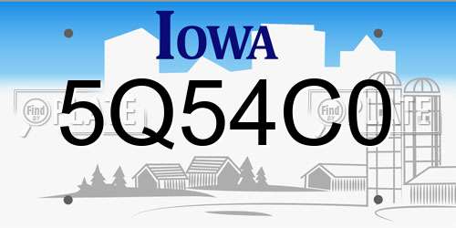 5Q54C0 Iowa License Plate