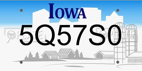 5Q57S0 Iowa License Plate
