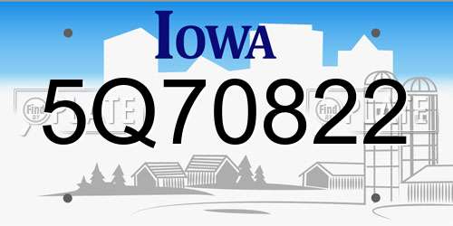 5Q70822 Iowa License Plate