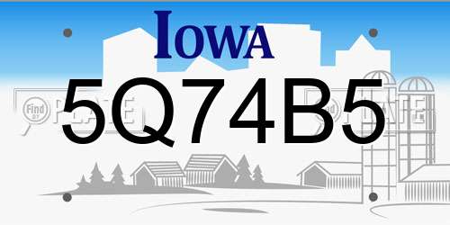 5Q74B5 Iowa License Plate