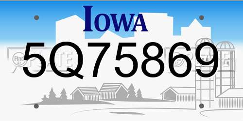 5Q75869 Iowa License Plate