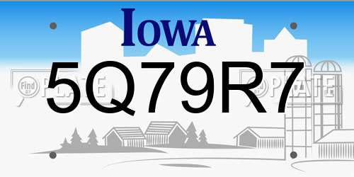 5Q79R7 Iowa License Plate
