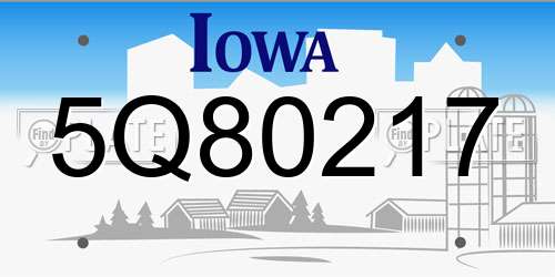 5Q80217 Iowa License Plate