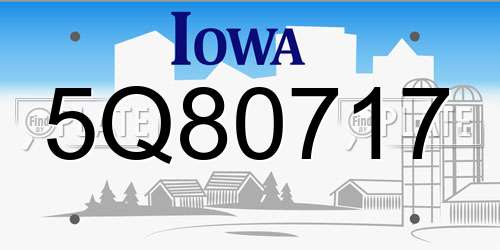 5Q80717 Iowa License Plate