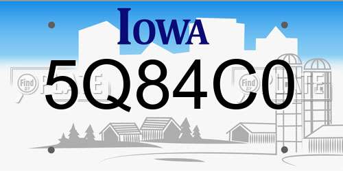 5Q84C0 Iowa License Plate