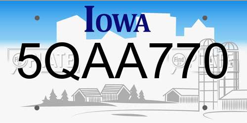 5QAA770 Iowa License Plate