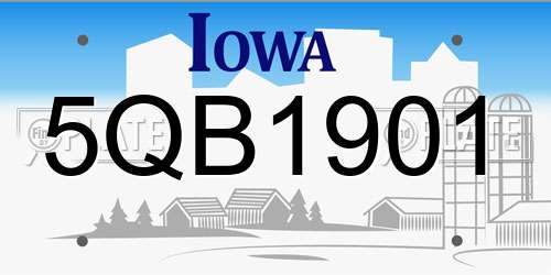 5QB1901 Iowa License Plate