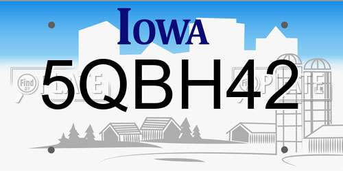 5QBH42 Iowa License Plate