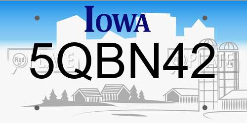 5QBN42 Iowa License Plate