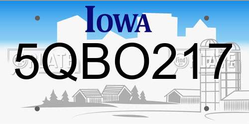 5QBO217 Iowa License Plate