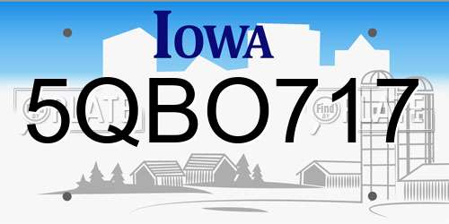 5QBO717 Iowa License Plate