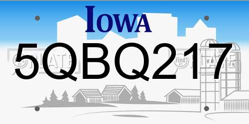 5QBQ217 Iowa License Plate