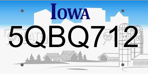 5QBQ712 Iowa License Plate