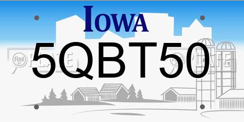 5QBT50 Iowa License Plate