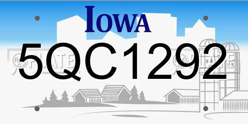 5QC1292 Iowa License Plate