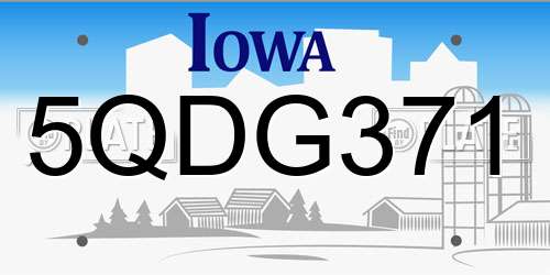 5QDG371 Iowa License Plate