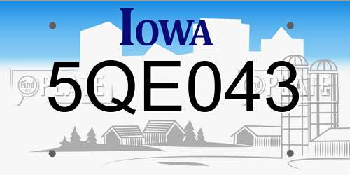 5QE043 Iowa License Plate