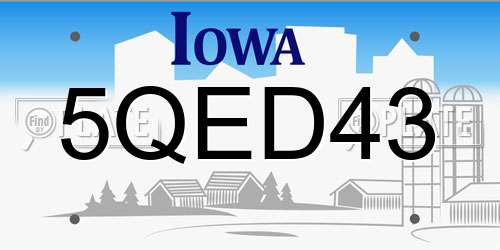 5QED43 Iowa License Plate