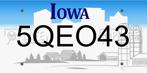 5QEO43 Iowa License Plate