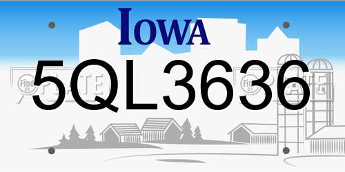 5QL3636 Iowa License Plate