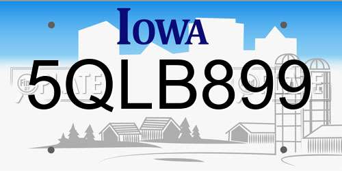 5QLB899 Iowa License Plate