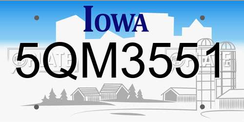 5QM3551 Iowa License Plate