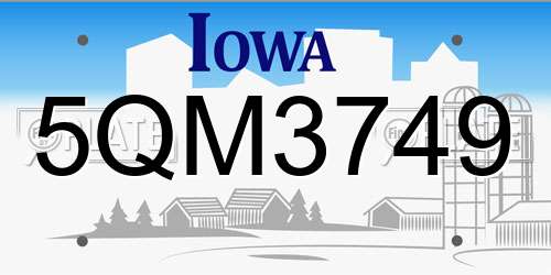 5QM3749 Iowa License Plate