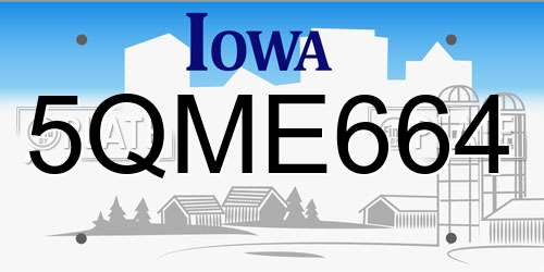 5QME664 Iowa License Plate
