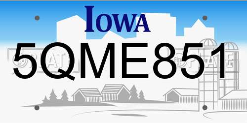5QME851 Iowa License Plate