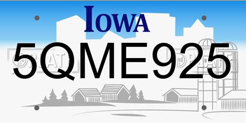5QME925 Iowa License Plate