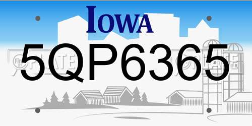 5QP6365 Iowa License Plate