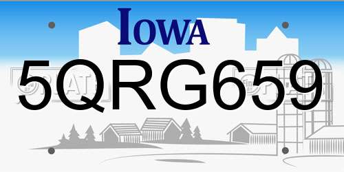 5QRG659 Iowa License Plate