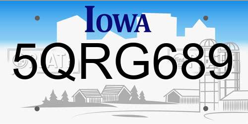 5QRG689 Iowa License Plate