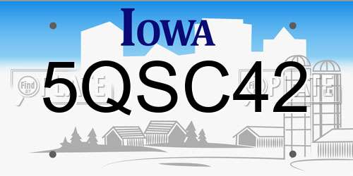 5QSC42 Iowa License Plate