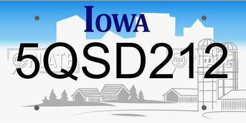 5QSD212 Iowa License Plate