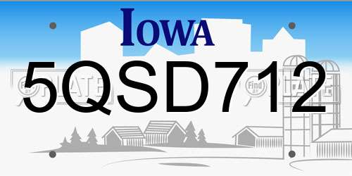 5QSD712 Iowa License Plate