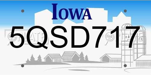 5QSD717 Iowa License Plate