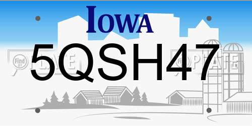 5QSH47 Iowa License Plate