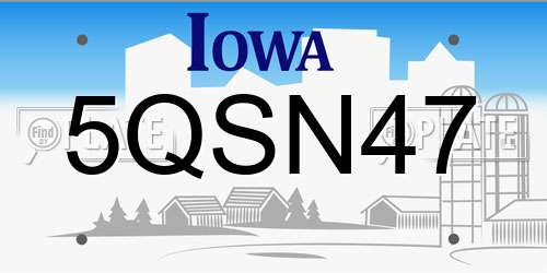5QSN47 Iowa License Plate