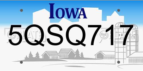 5QSQ717 Iowa License Plate