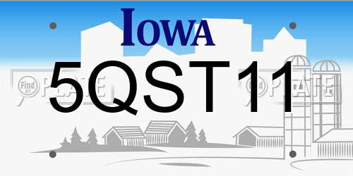 5QST11 Iowa License Plate