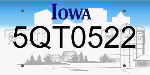 5QT0522 Iowa License Plate