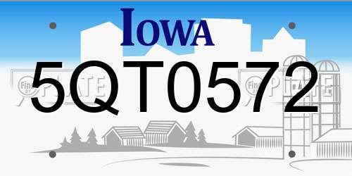 5QT0572 Iowa License Plate