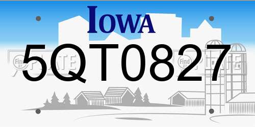 5QT0827 Iowa License Plate