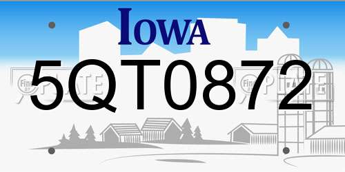 5QT0872 Iowa License Plate